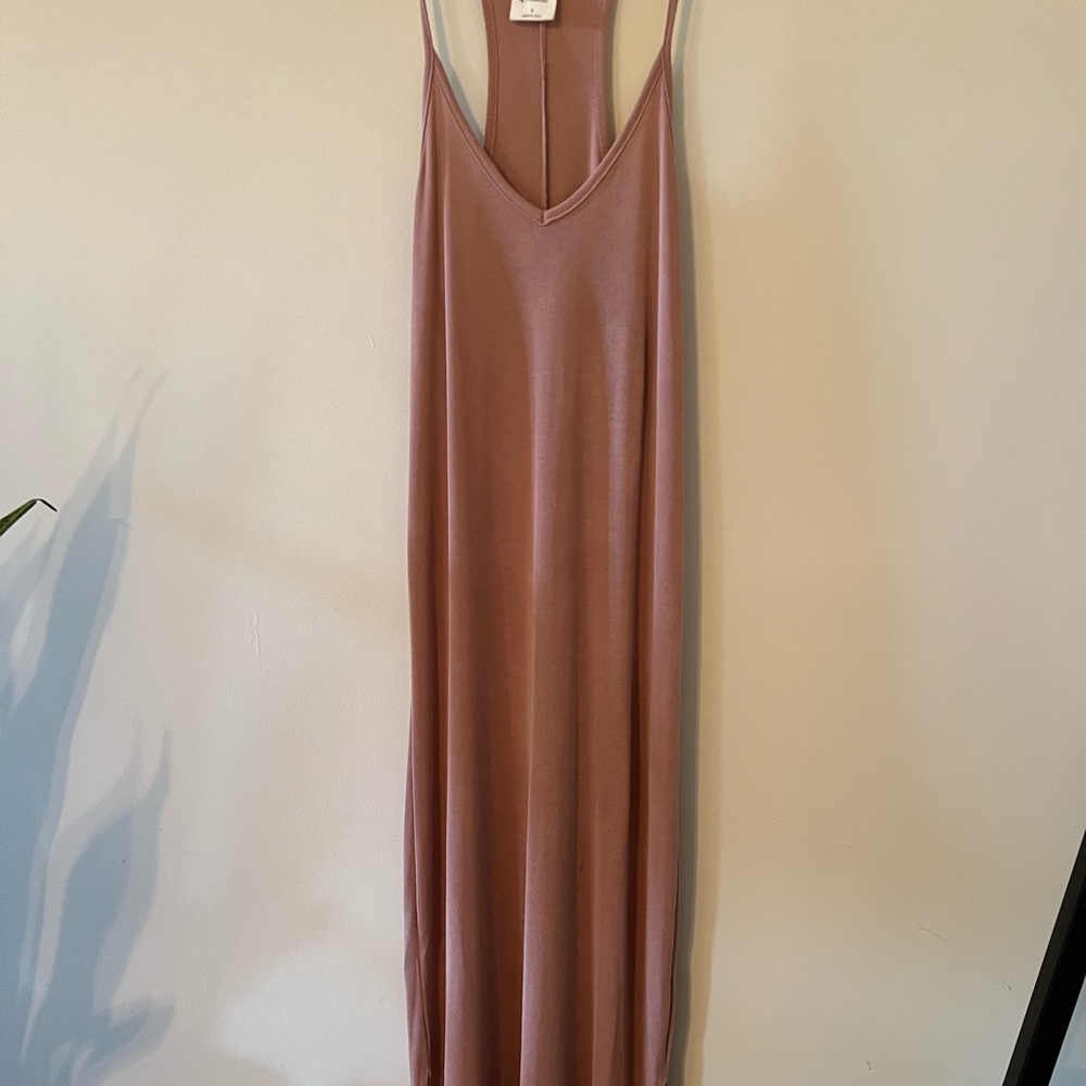 Nude Pink V-Neck Maxi Dress